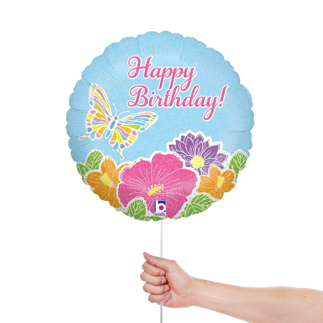 Pastel Butterfly Birthday Holographic Round Foil Helium Balloon 46cm / 18 in Product Gallery Image
