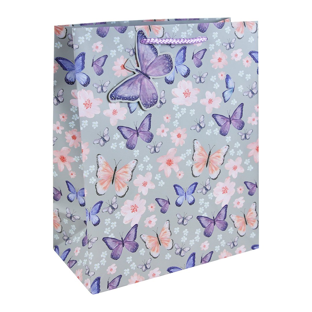 Pastel Butterfly Large Blue Gift Bag 33cm