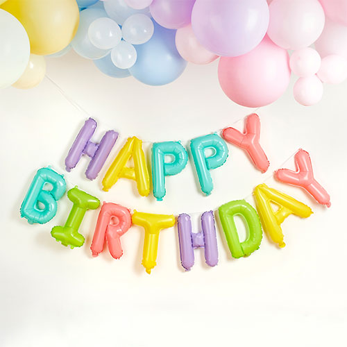 Pastel Colour Happy Birthday Air Fill Foil Letter Balloon Kit 40cm Product Gallery Image