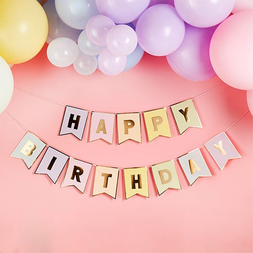 Pastel Colour Happy Birthday Card Flag Banner 3m Product Gallery Image