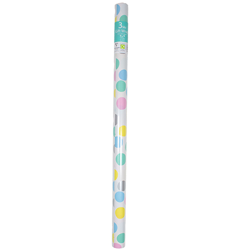 Pastel Dots Gift Wrapping Paper Roll 3m Product Gallery Image