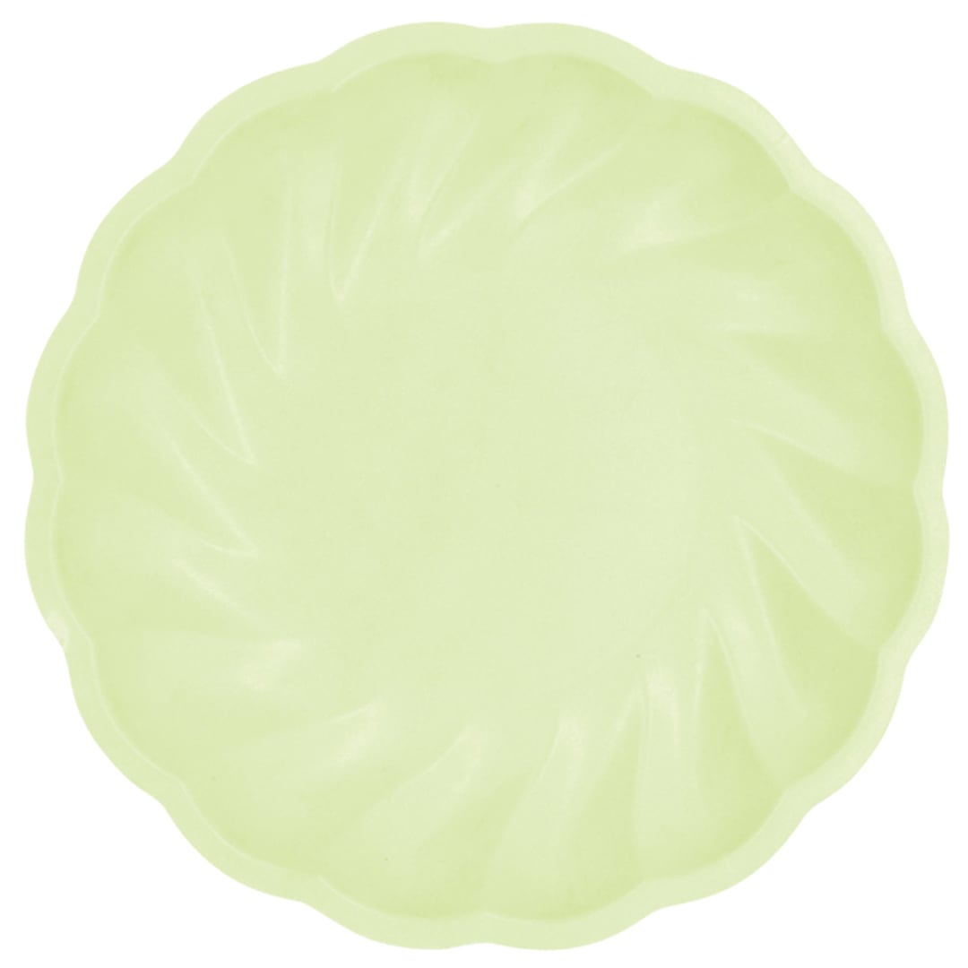 Pastel Green Compostable Vert Decor Round Petal Paper Plates 23cm - Pack of 6
