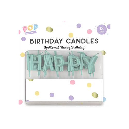 Pastel Green Happy Birthday Pick Candles