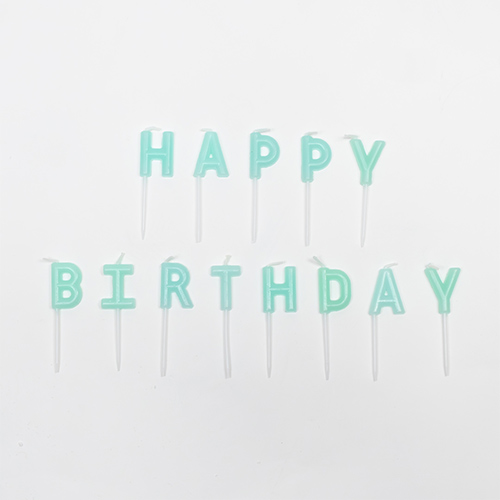 Pastel Green Happy Birthday Pick Candles Product Gallery Image