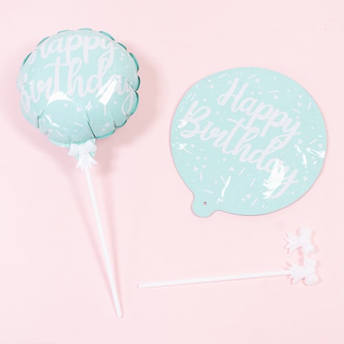 Pastel Green Happy Birthday Self Inflating Foil Balloon 12cm / 5 in - Pack of 2 Product Gallery Image