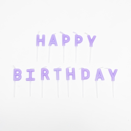 Pastel Lilac Happy Birthday Pick Candles Product Gallery Image
