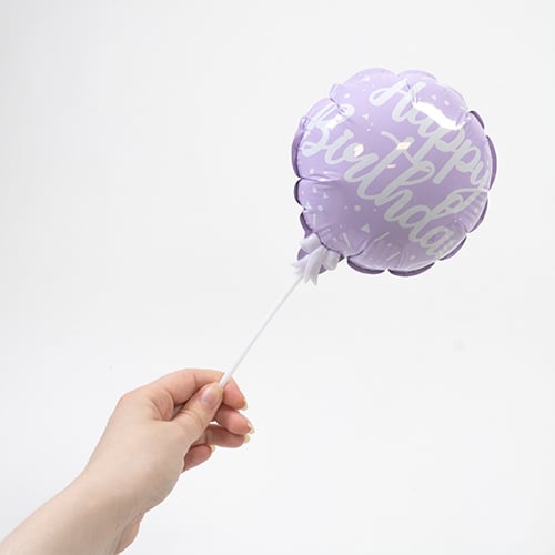 Pastel Lilac Happy Birthday Self Inflating Foil Balloon 12cm / 5 in - Pack of 2 Product Gallery Image