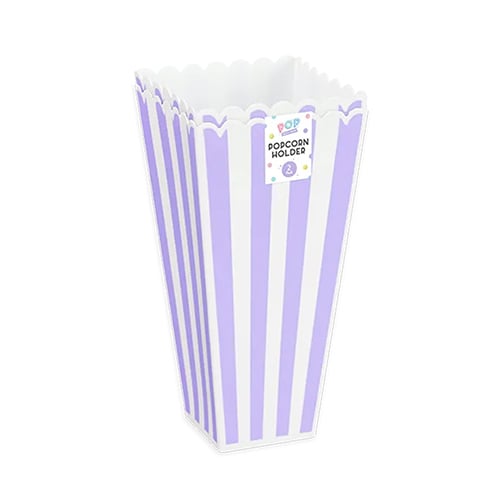 Pastel Lilac Stripes Reusable Plastic Popcorn Holder - Pack of 2 Product Image