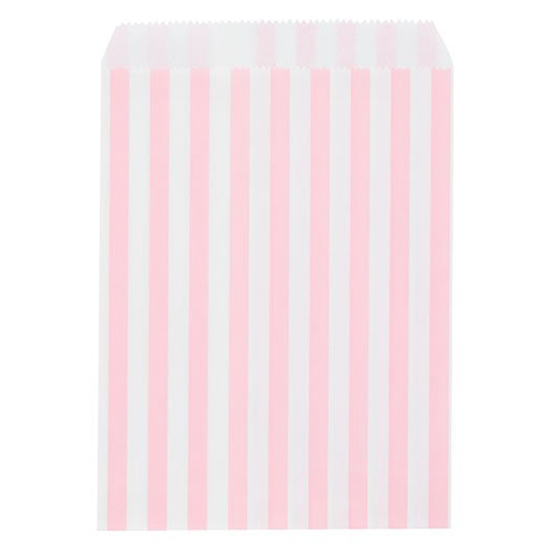 Pastel Pink & White Stripe Favour Sweet Gift Paper Bags - Pack of 50