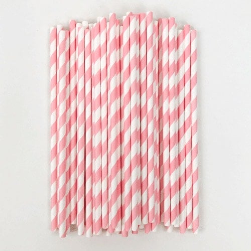 Pastel Pink Biodegradable Paper Straws - Pack of 50 Product Gallery Image