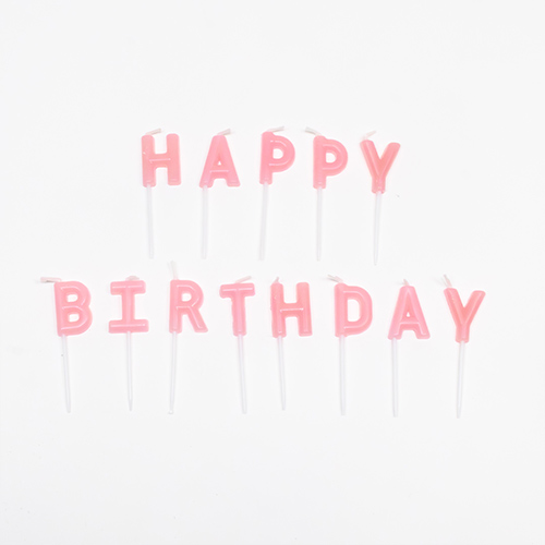 Pastel Pink Happy Birthday Pick Candles Product Gallery Image