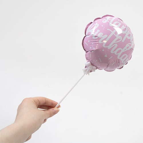 Pastel Pink Happy Birthday Self Inflating Foil Balloon 12cm / 5 in - Pack of 2 Product Gallery Image
