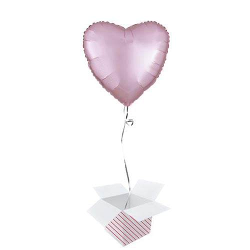 Pastel Pink Satin Luxe Heart Shape Foil Helium Balloon - Inflated Balloon in a Box Product Gallery Image