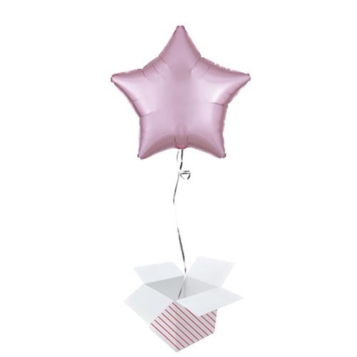 Pastel Pink Satin Luxe Star Shape Foil Helium Balloon - Inflated Balloon in a Box Product Gallery Image