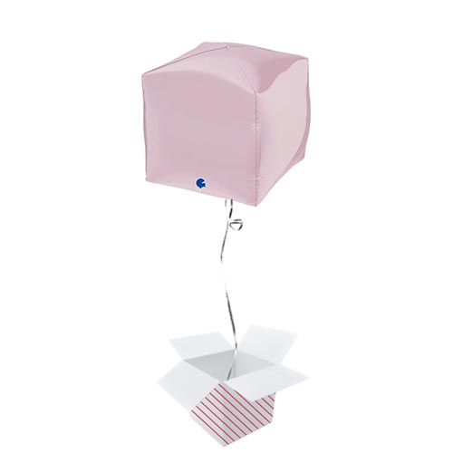 Pastel Pink 4D Square Shape Foil Helium Balloon - Inflated Balloon in a Box Product Gallery Image