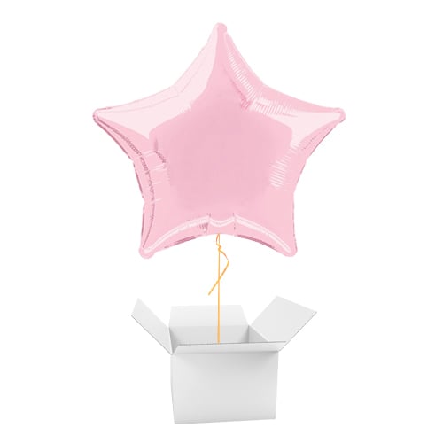 Pastel Pink Star Foil Helium Balloon - Inflated Balloon in a Box Product Image