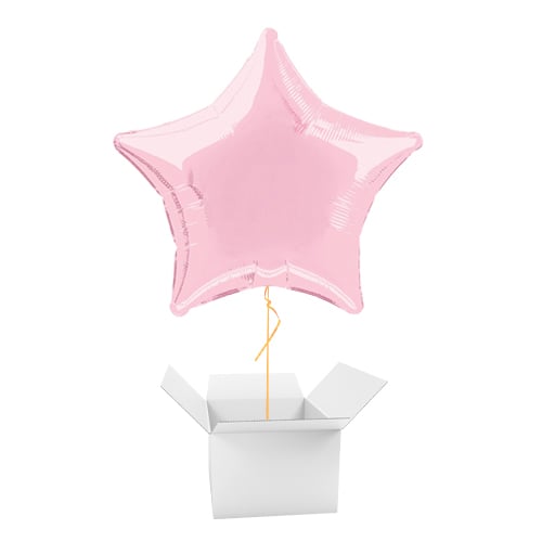 Pastel Pink Star Foil Helium Balloon Inflated - Balloon in a Box Product Image