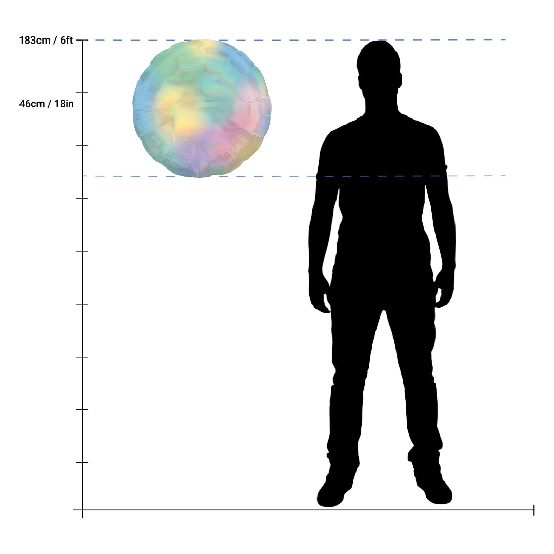 Pastel Rainbow Iridescent Round Foil Helium Balloon 46cm / 18 in Product Gallery Image