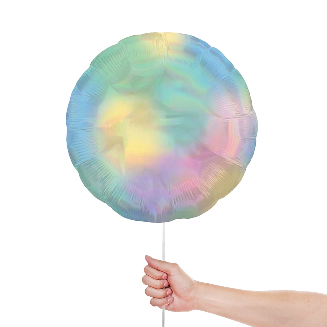 Pastel Rainbow Iridescent Round Foil Helium Balloon 46cm / 18 in Product Gallery Image