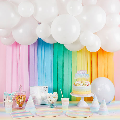 Pastel Rainbow Stripes Happy Birthday Luncheon Paper Napkins 3 Ply 33cm - Pack of 16 Product Gallery Image