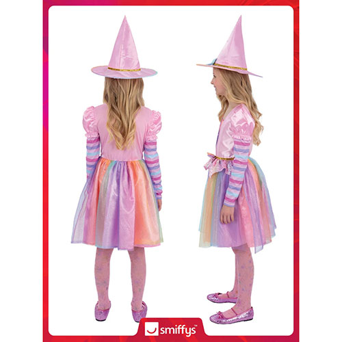 Pastel Rainbow Witch Girls Fancy Dress Costume Kids Small - Age 4-6 Product Gallery Image