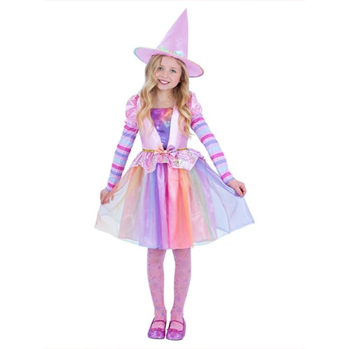 Pastel Rainbow Witch Girls Fancy Dress Costume Kids Small - Age 4-6 Product Gallery Image