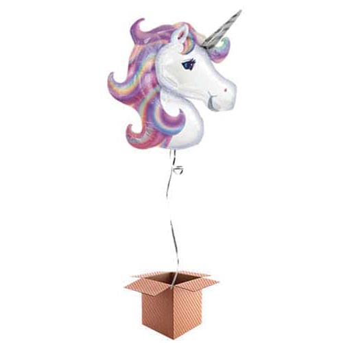 Pastel Unicorn Helium Foil Giant Balloon - Inflated Balloon in a Box Product Gallery Image
