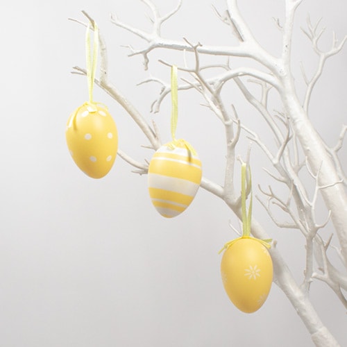 Pastel Yellow Easter Hanging Eggs Decorations - Pack of 6 Product Image