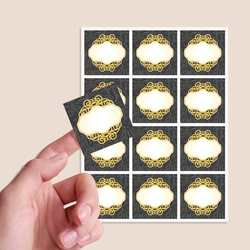 Pattern and Posh Design 65mm Square Sticker sheet of 12 Product Gallery Image