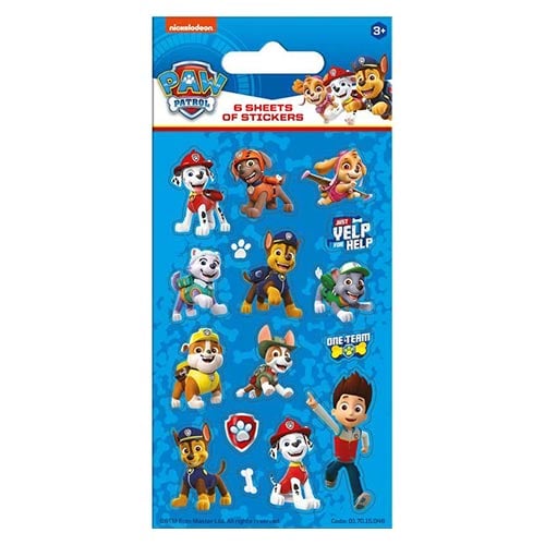 Paw Patrol Blue Party Pack Stickers - 6 Sheets