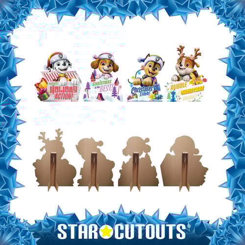 Paw Patrol Christmas Sign Star Mini Cardboard Cutouts 55cm - Pack of 4 Product Gallery Image