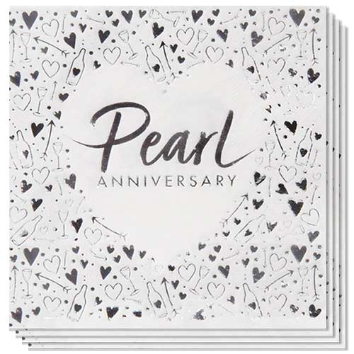 Pearl Anniversary Foiled Luncheon Napkins 33cm 3Ply - Pack of 16 Product Image