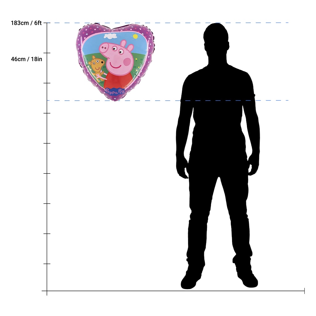 Peppa Pig and Teddy Heart Shape Foil Helium Balloon 46cm / 18 in Product Gallery Image