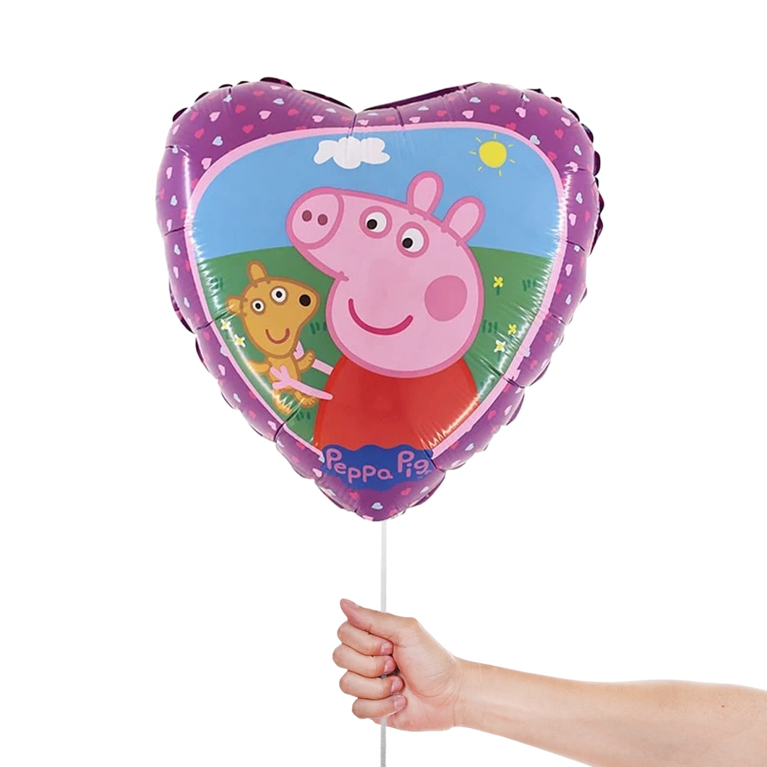 Peppa Pig and Teddy Heart Shape Foil Helium Balloon 46cm / 18 in Product Gallery Image