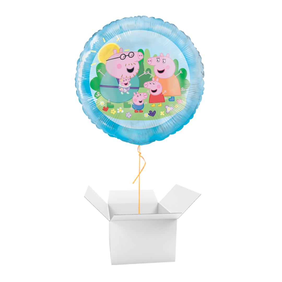 Peppa Pig Family Round Foil Balloon - Inflated Balloon In A Box