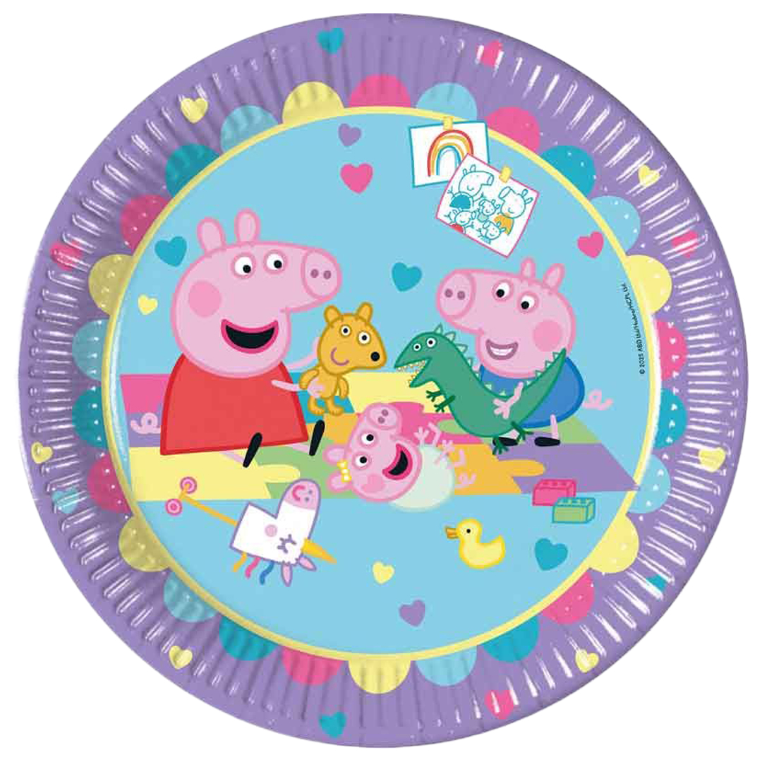 Peppa Pig Made with Love Round Paper Plates 23cm - Pack of 8