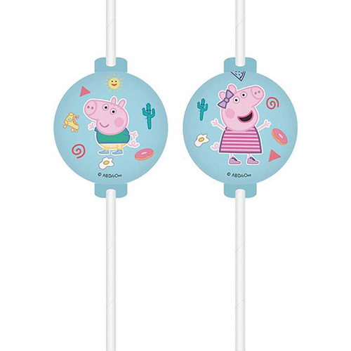 Peppa Pig Messy Play Paper Medallion Drinking Straws - Pack of 4
