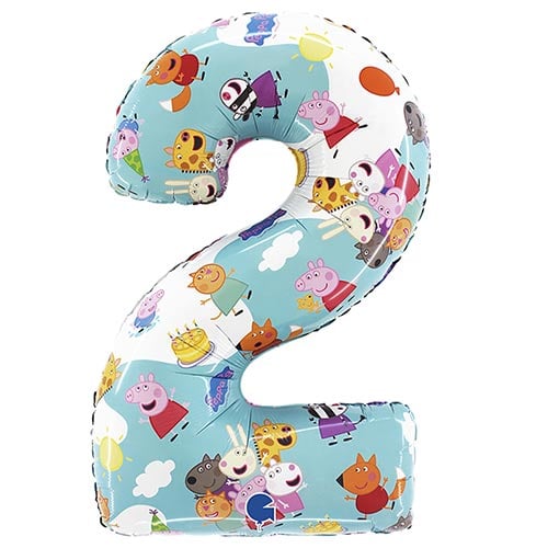 Peppa Pig Number 2 Giant Foil Helium Balloon 66cm / 26 in Product Gallery Image
