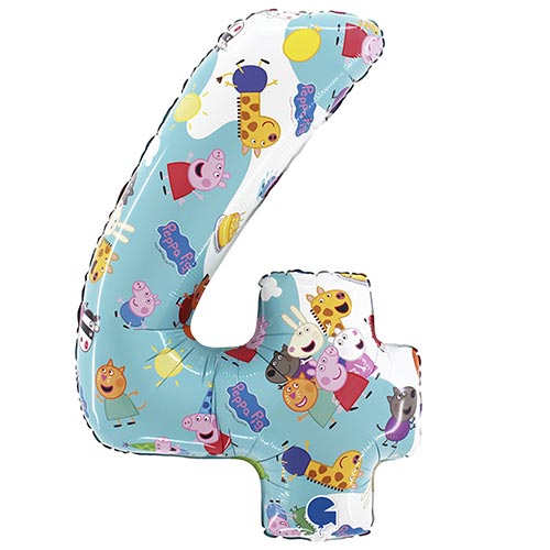 Peppa Pig Number 4 Giant Foil Helium Balloon 66cm / 26 in Product Gallery Image