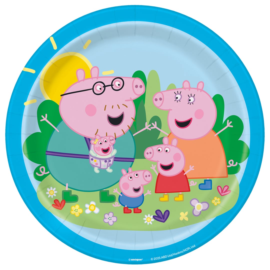 Peppa Pig Family Round Paper Plates 23cm - Pack of 8