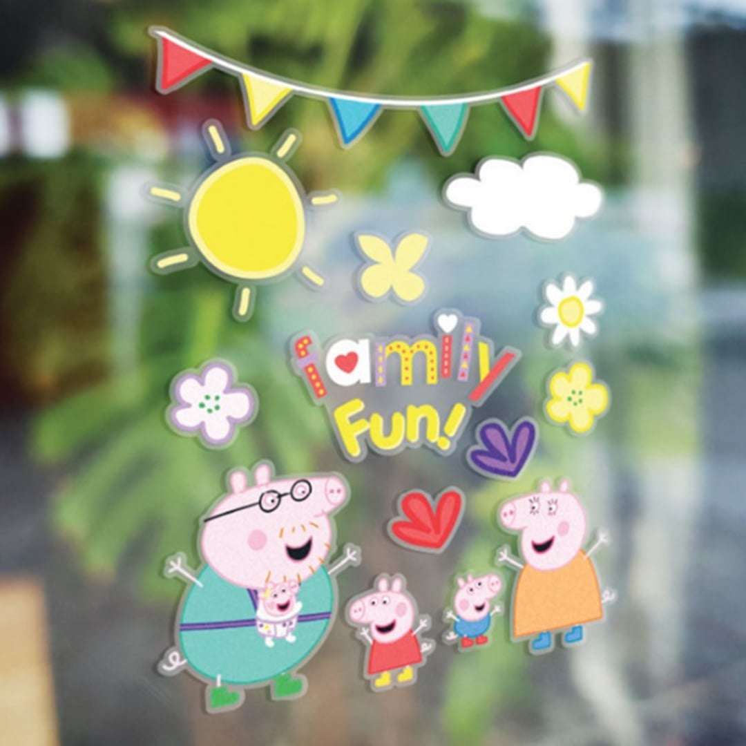 Peppa Pig Window Cling Stickers - Pack of 6