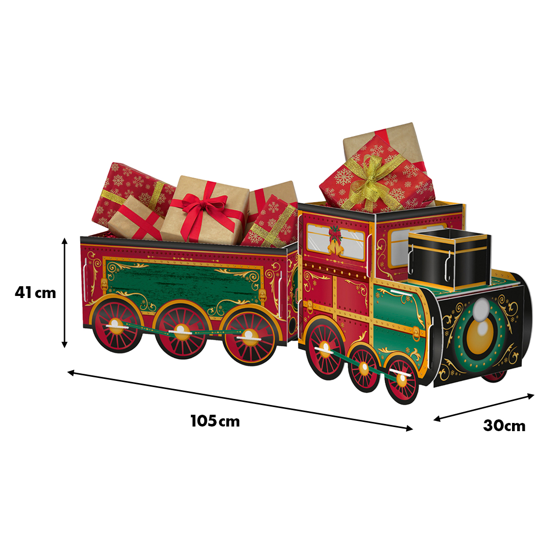 Personalisable Christmas Train Present Cardboard Gift Holder 105cm View 3