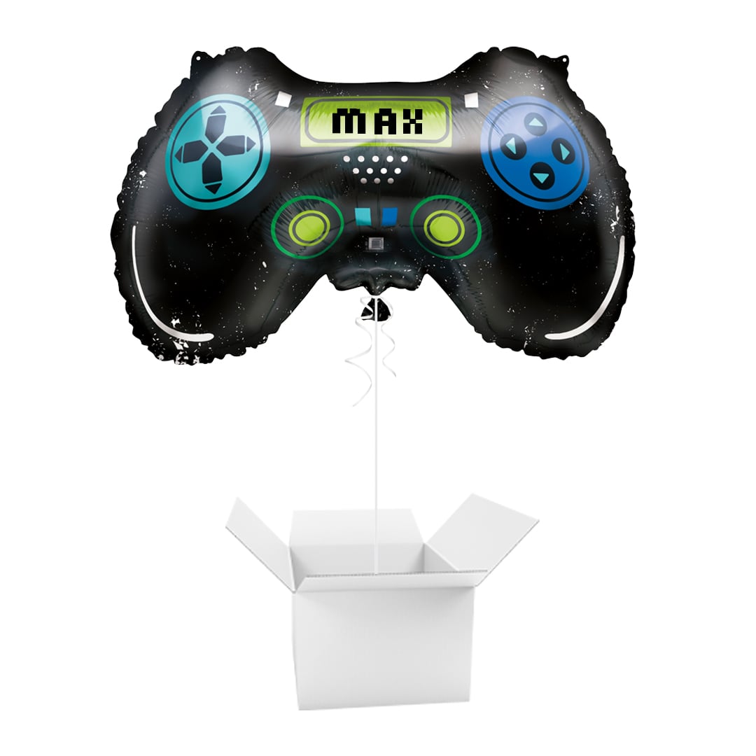 Personalisable Gaming Controller Shaped Helium Foil Balloon - Inflated Balloon in a Box