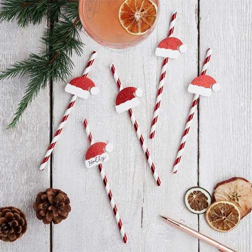 Personalisable Santa Hat Paper Straws - Pack of 16 Product Gallery Image