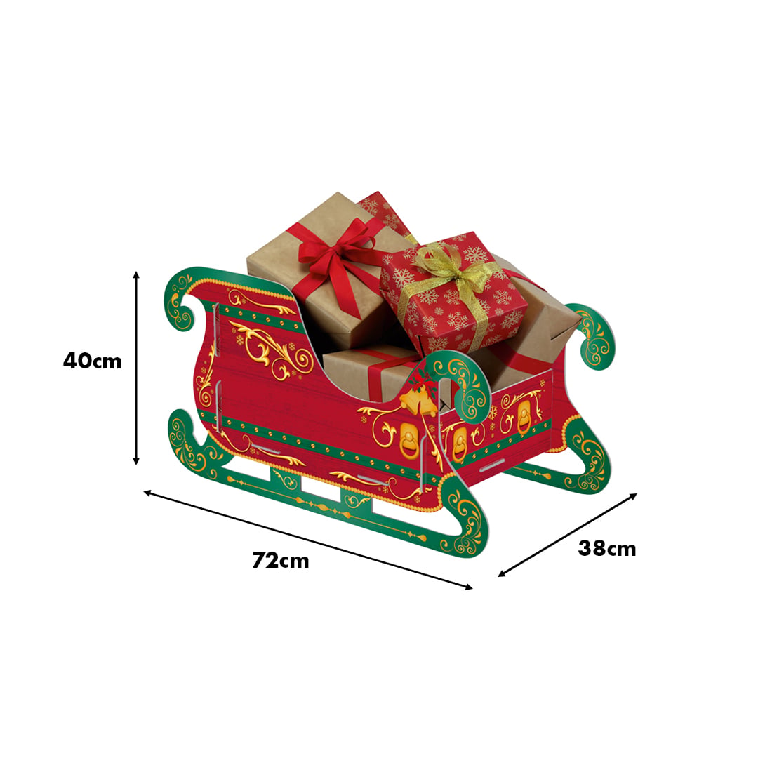 Personalisable Santa's Sleigh Christmas Present Cardboard Gift Holder 72cm View 3