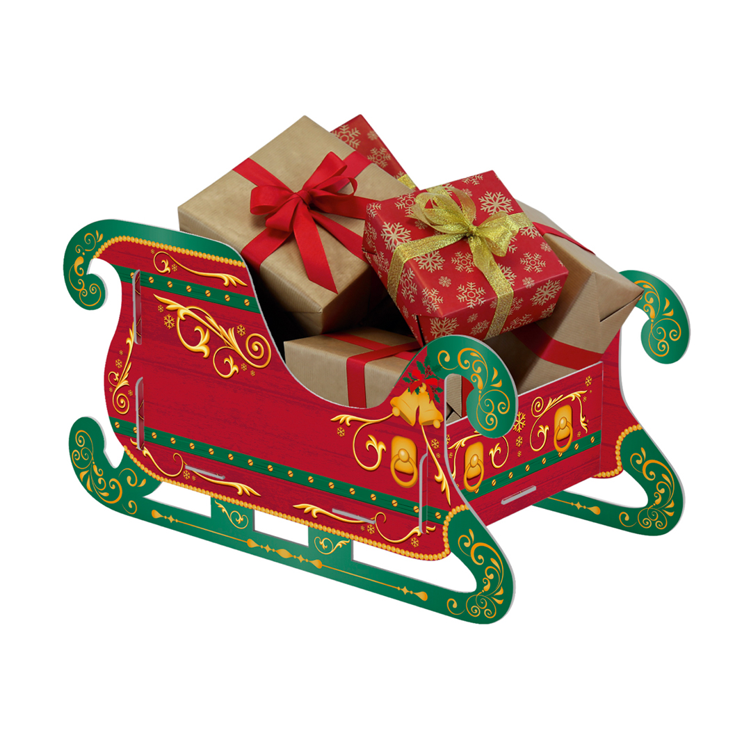 Personalisable Santa's Sleigh Christmas Present Cardboard Gift Holder 72cm View 2