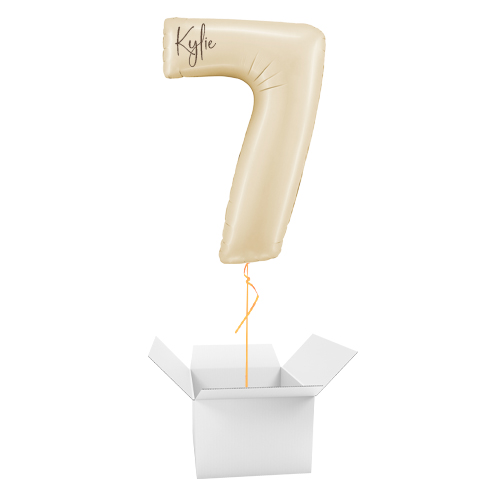 Personalisable Satin Cream Number 7 Helium Foil Giant Balloon - Inflated Balloon in a Box Product Gallery Image