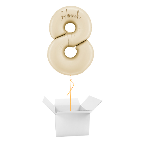 Personalisable Satin Cream Number 8 Helium Foil Giant Balloon - Inflated Balloon in a Box Product Gallery Image