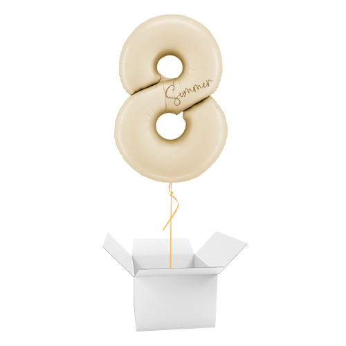 Personalisable Satin Cream Number 8 Helium Foil Giant Balloon - Inflated Balloon in a Box Product Gallery Image
