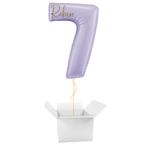 Personalisable Satin Lilac Number 7 Giant Foil Helium Balloon - Inflated Balloon in a Box Product Gallery Image